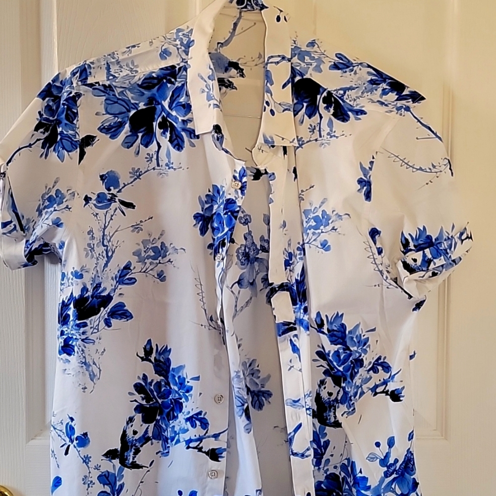 Mens short sleeve floral button down shirt